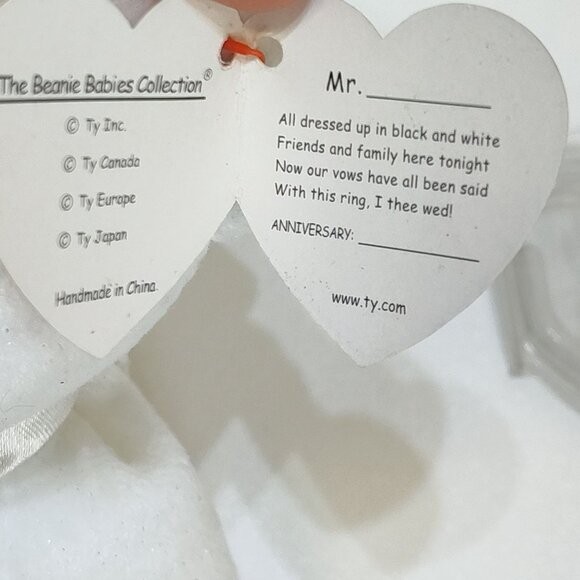 Ty Beanie Babies Kissme & Mr. 2001 Wedding Bears Heart Tags Collectible Plush - Picture 6 of 8